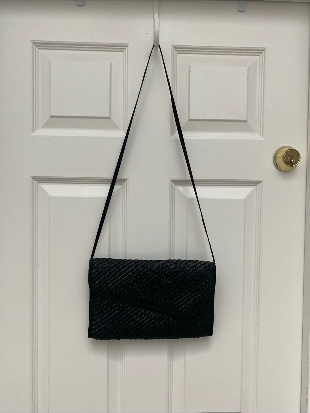 Mid Century Modern (MCM) Black Woven Envelope Crossbody Clutch